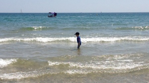 Playing in the sea at Bournemouth